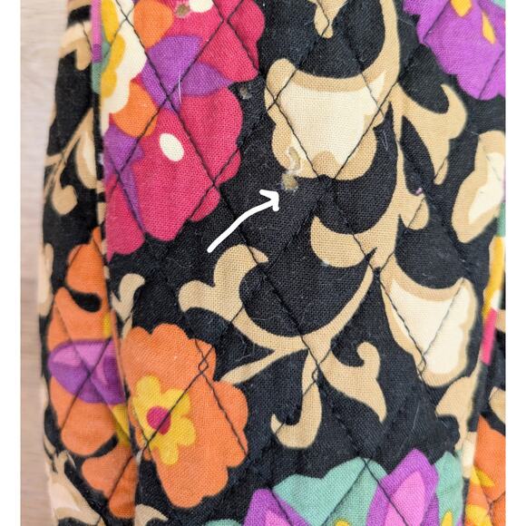 Vera Bradley Shoulder Tote Bag Bold Black Multicolor Boho Floral Quilt Festival - Picture 12 of 12